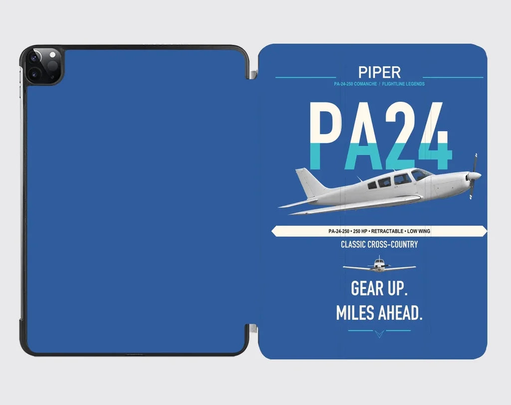 Piper PA-24-250 Comanche 250 design on blue ipad tablet case