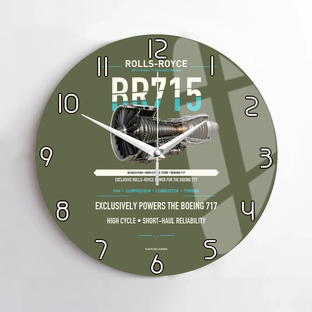 BR715 design on green army no frame wall clock