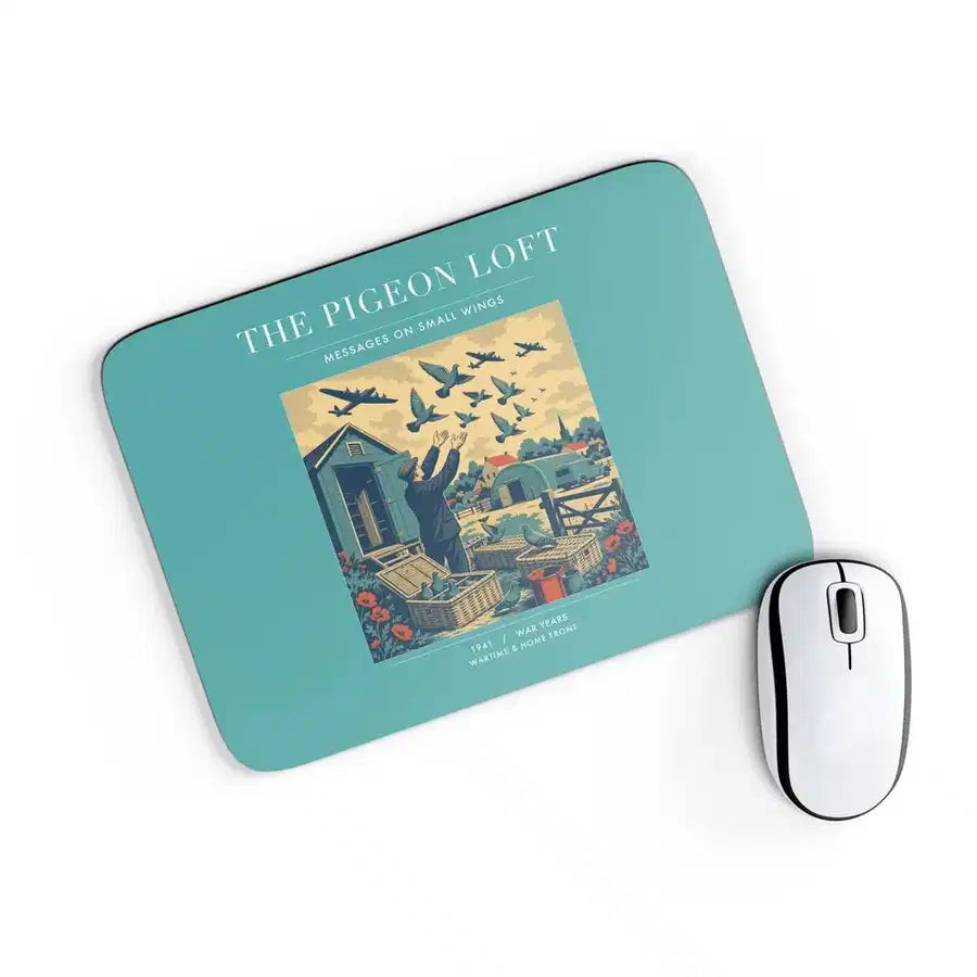 VINTAGE G4526 - The Pigeon Loft - Designed Mouse Pads design on turquoise rectangle