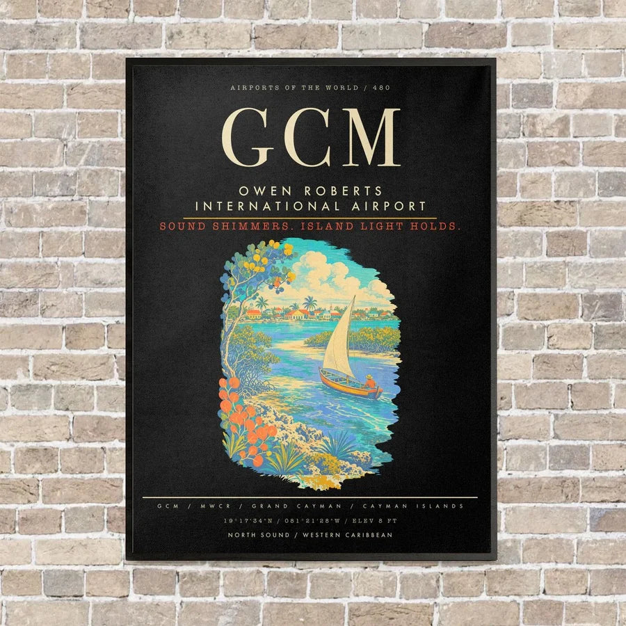 Owen Roberts International Airport GCM - Canvas Framed - Black