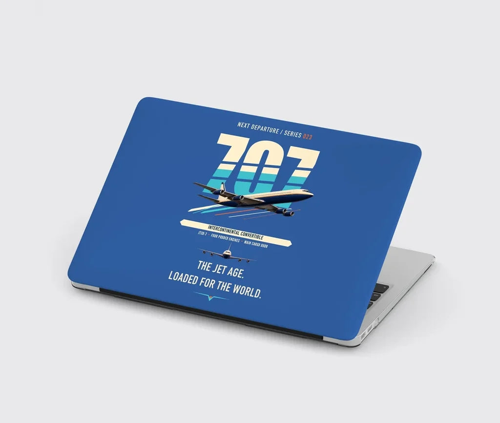 Boeing 707-320C design on blue MacBook case
