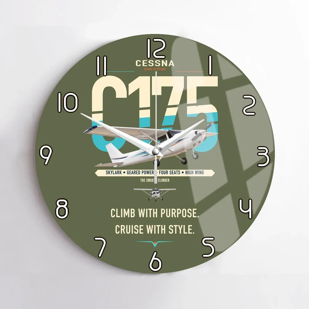 Cessna 175 Skylark design on green army no frame wall clock
