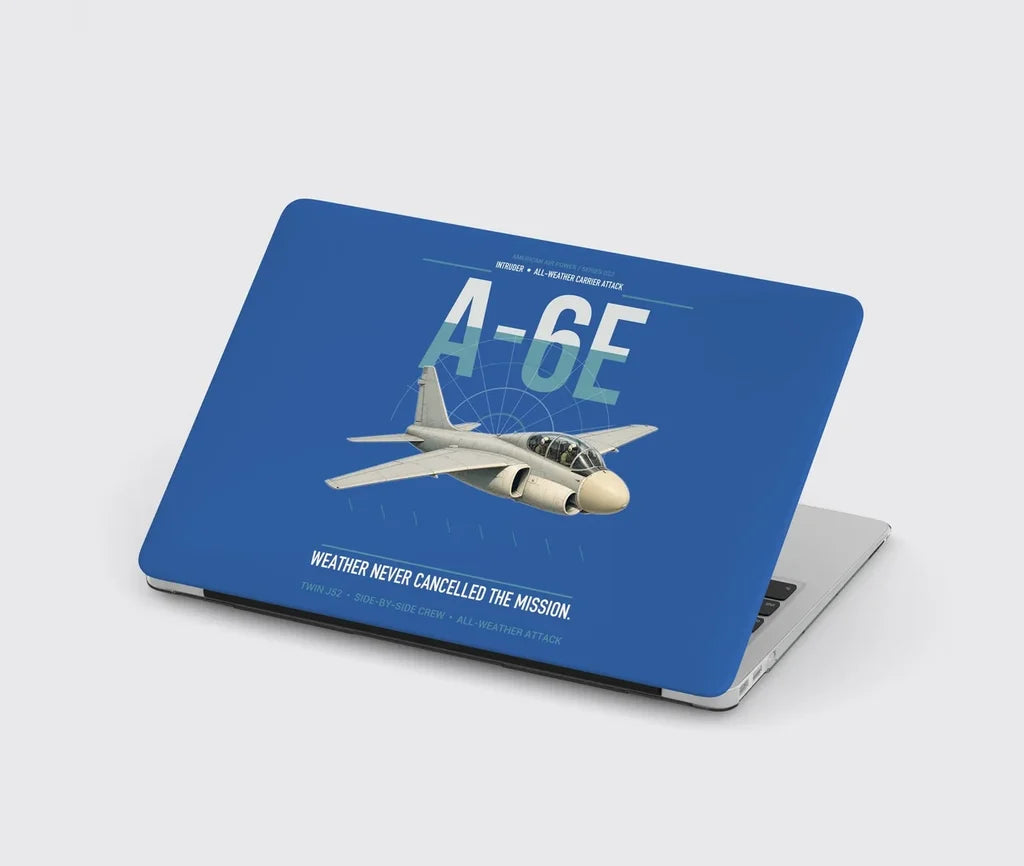A-6E Intruder design on blue MacBook case