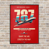 Thumbnail for Boeing 787-9 Dreamliner vertical canvas print - framed - red background