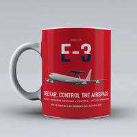 Thumbnail for E-3 Sentry AWACS design on red ceramic mug, double-side print