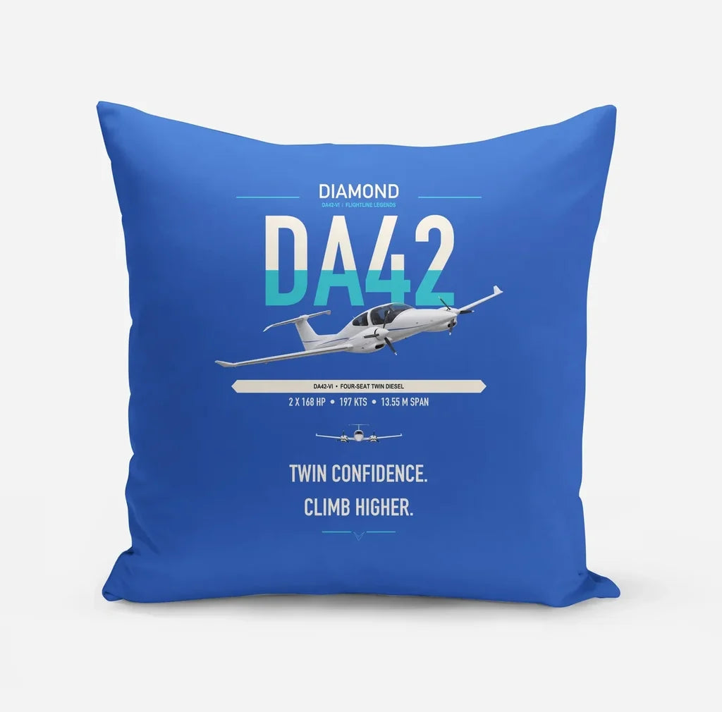 Diamond DA42-VI design on blue pillow