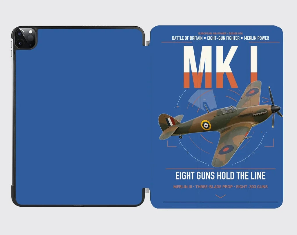 Hawker Hurricane Mk I design on blue ipad tablet case