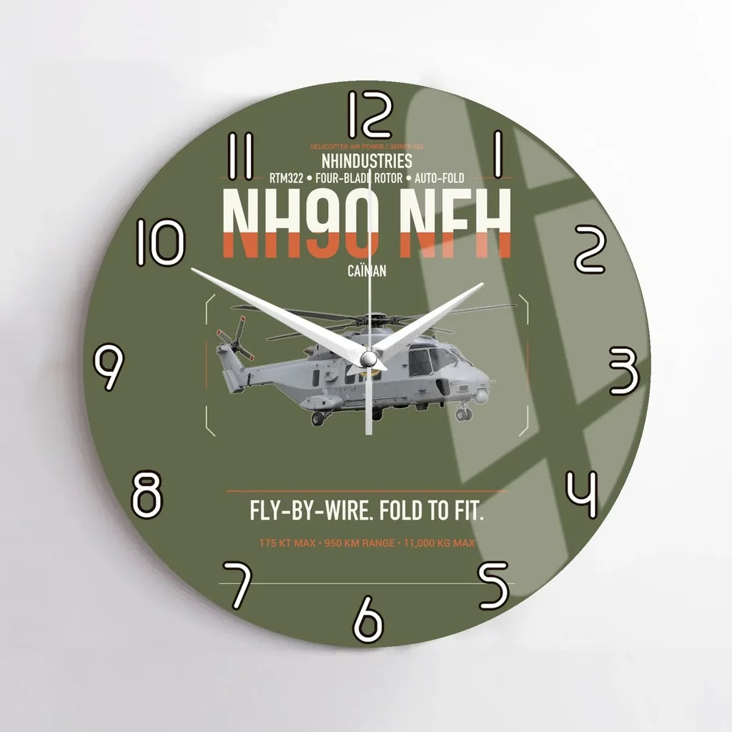 NHIndustries NH90 NFH Caïman design on green army no frame wall clock