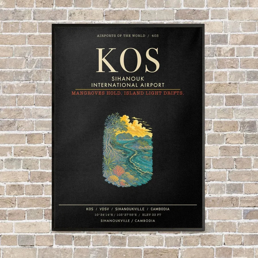 Sihanouk International Airport KOS - Canvas Framed - Black