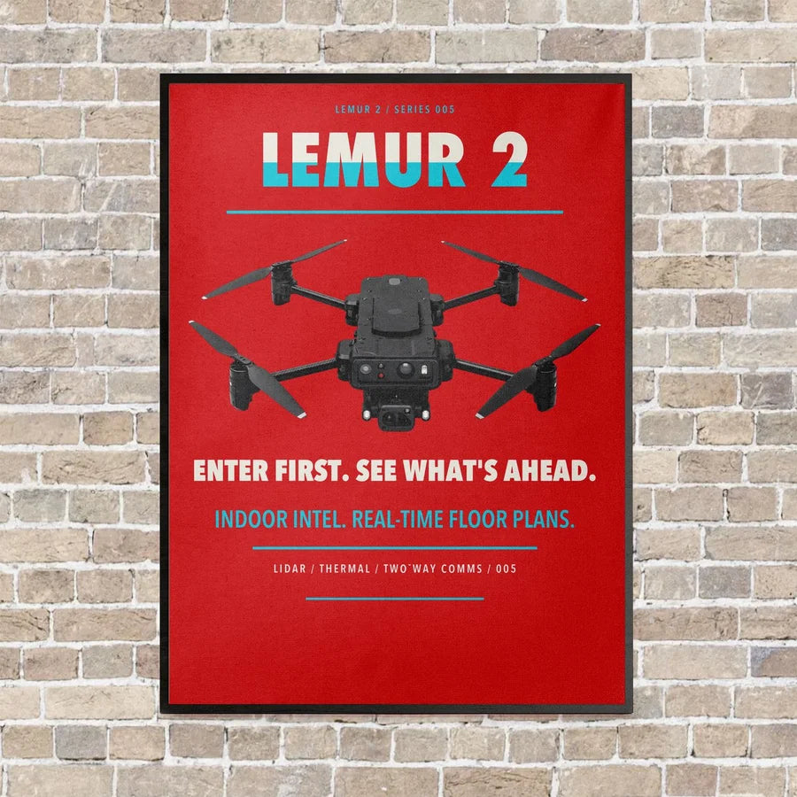 BRINC LEMUR 2 vertical canvas print - framed - red background