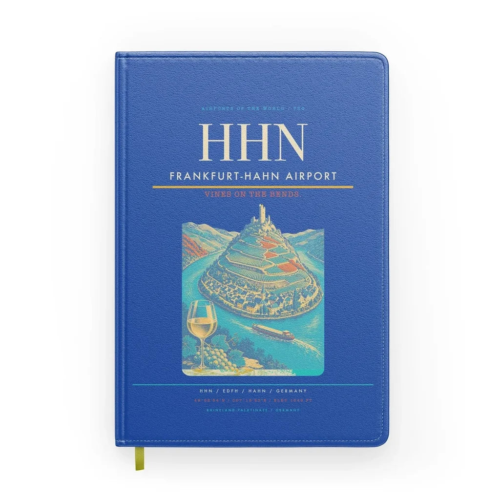 Frankfurt-Hahn Airport (HHN) design on blue notebook