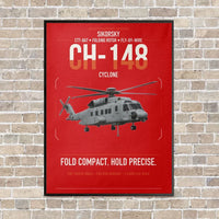 Thumbnail for Sikorsky CH-148 Cyclone vertical canvas print - framed - red background