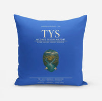 Thumbnail for McGhee Tyson Airport Knoxville (TYS) design on blue pillow