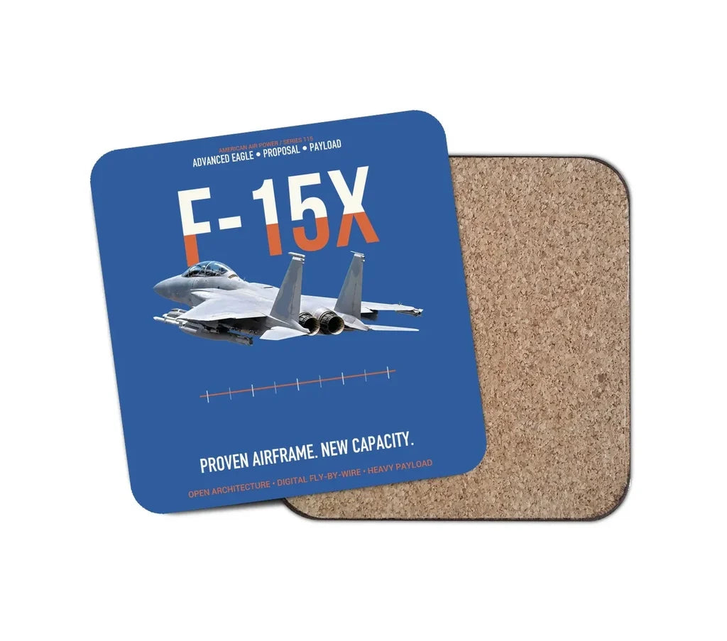 F-15X Advanced Eagle Proposal Proven Airframe New Capacity design on blue 1 piece coaster