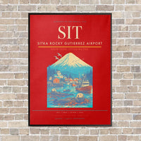 Thumbnail for Sitka Rocky Gutierrez Airport SIT vertical canvas print - framed - red background