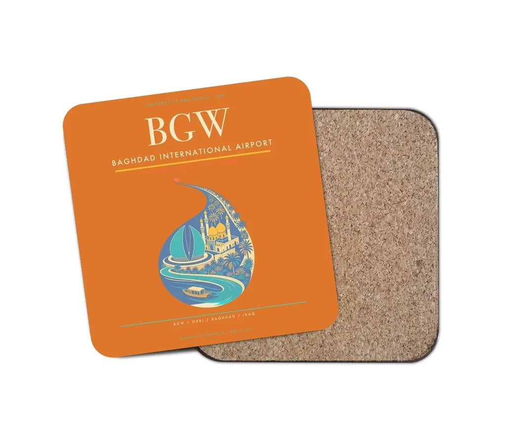 Baghdad International Airport BGW Coaster 1-Piece - Orange