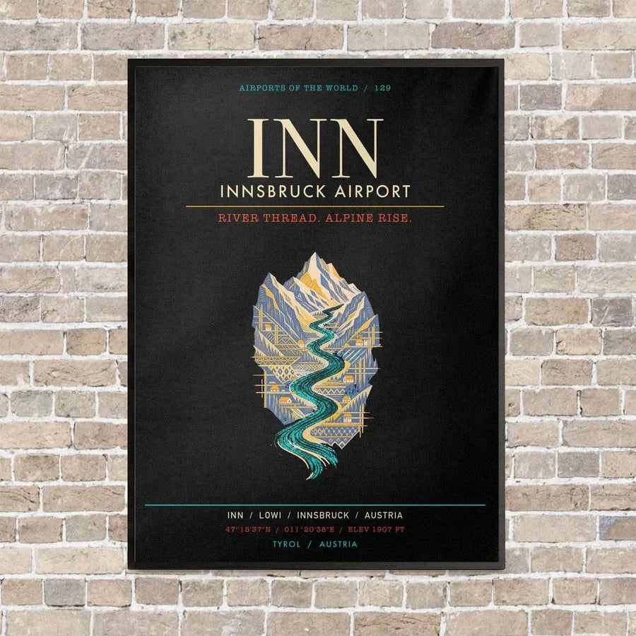 Innsbruck Airport INN - Canvas Framed - Black
