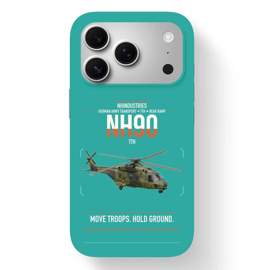 NHIndustries NH90 TTH design on turquoise magsafe iphone case, for iPhone 17 Pro