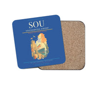 Thumbnail for Southampton Airport (SOU) design on blue 1 piece coaster