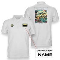 Thumbnail for VINTAGE G4118 - The Island Jetport - Double-Side Polo T-Shirt design on white+name
