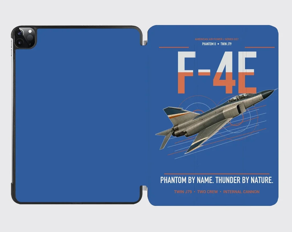 F-4E Phantom II design on blue ipad tablet case