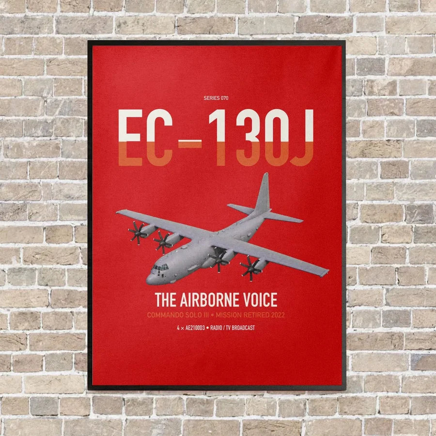 EC-130J Commando Solo III vertical canvas print - framed - red background