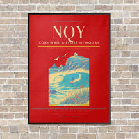 Thumbnail for Cornwall Airport Newquay NQY vertical canvas print - framed - red background