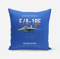 Thumbnail for F-A-18F Super Hornet Block III Two Crew One Strike design on blue pillow