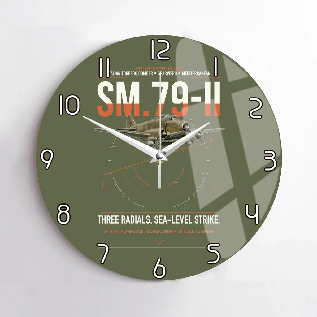 Savoia-Marchetti SM.79-II Sparviero design on green army no frame wall clock