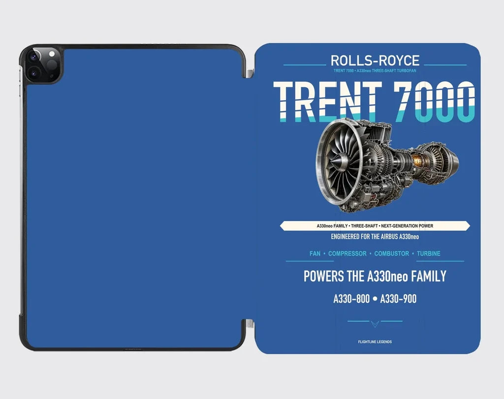 TRENT 7000 design on blue ipad tablet case