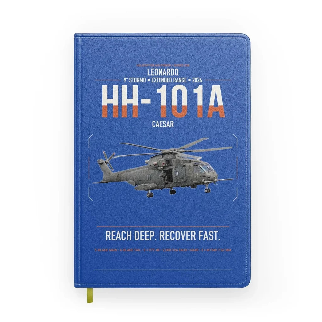 Leonardo HH-101A Caesar design on blue notebook