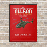 Thumbnail for Bell OH-58D Kiowa Warrior vertical canvas print - framed - red background