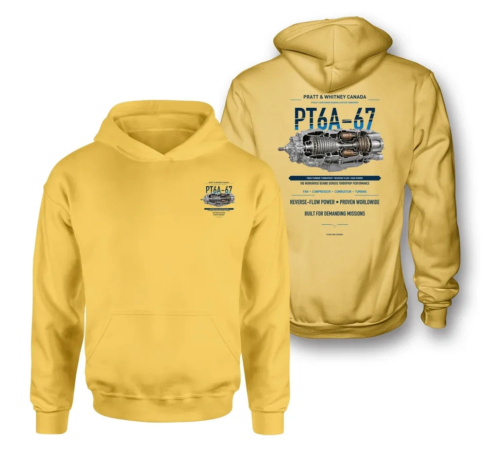 PT6A-67 design on yellow hoodie