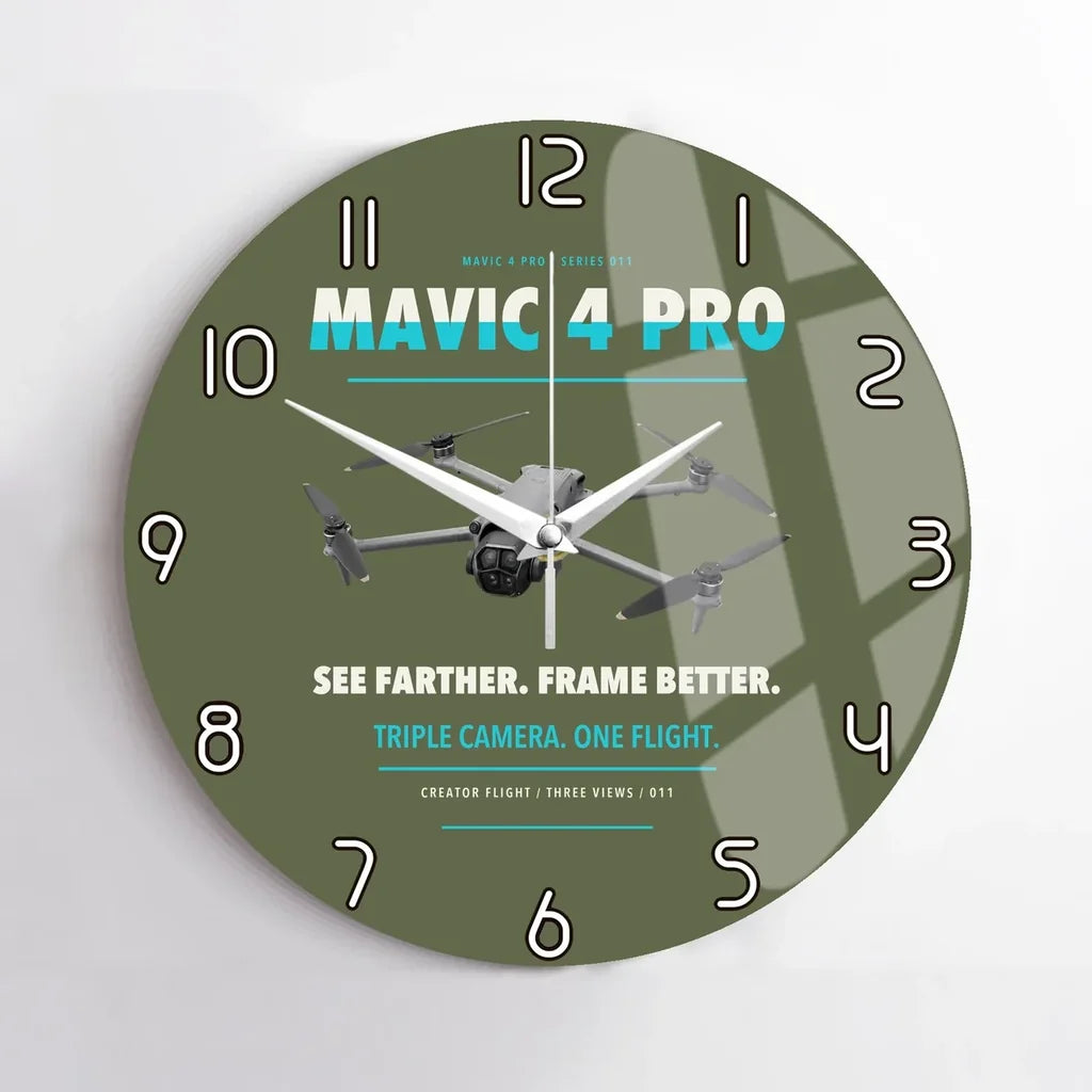 DJI Mavic 4 Pro design on green army no frame wall clock