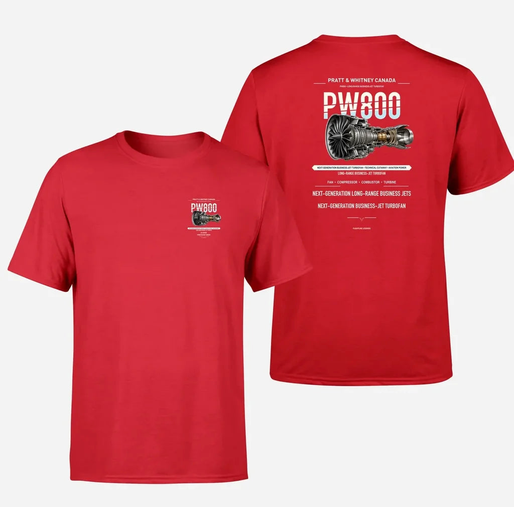 PW800 design on red t shirt