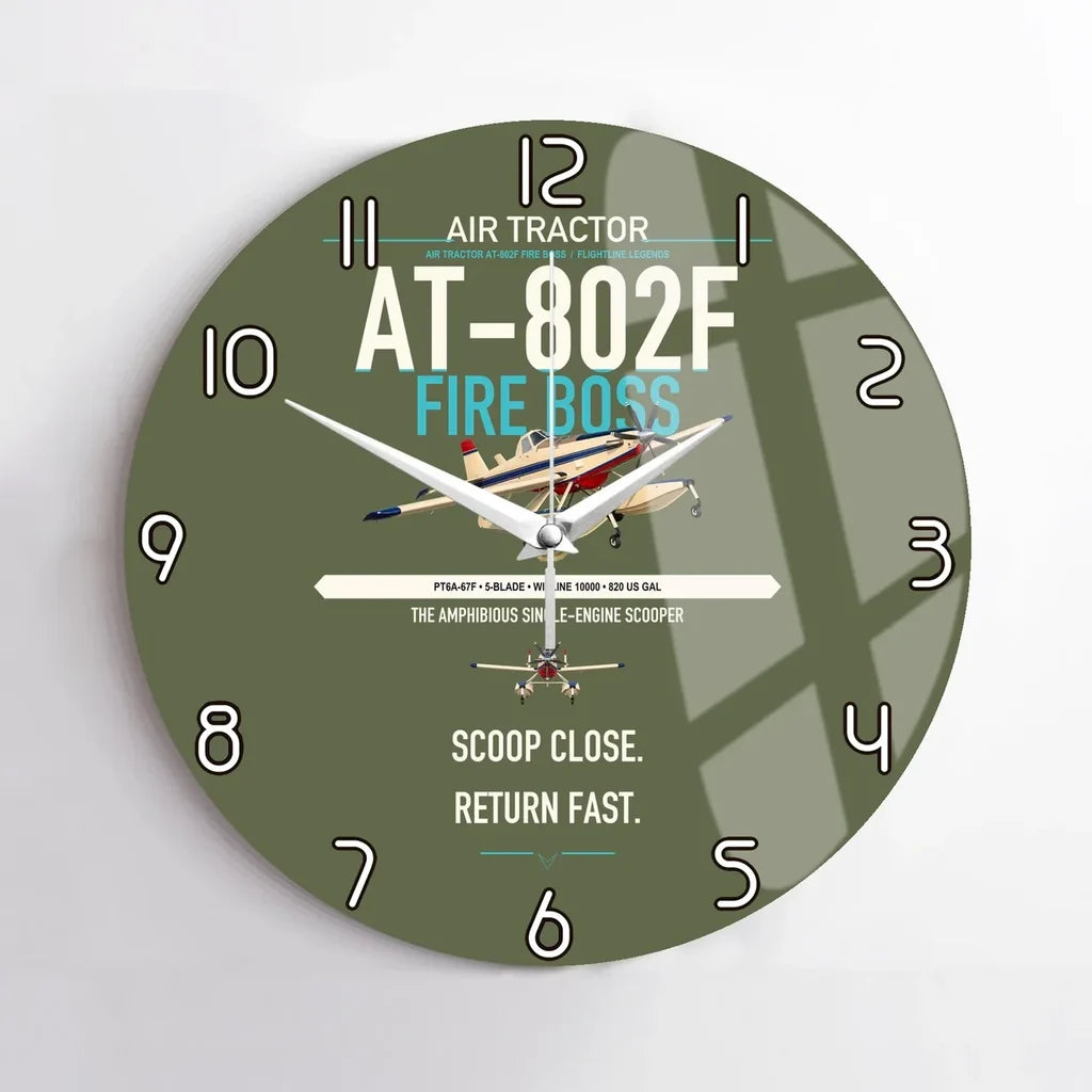 Air Tractor AT-802F Fire Boss design on green army no frame wall clock