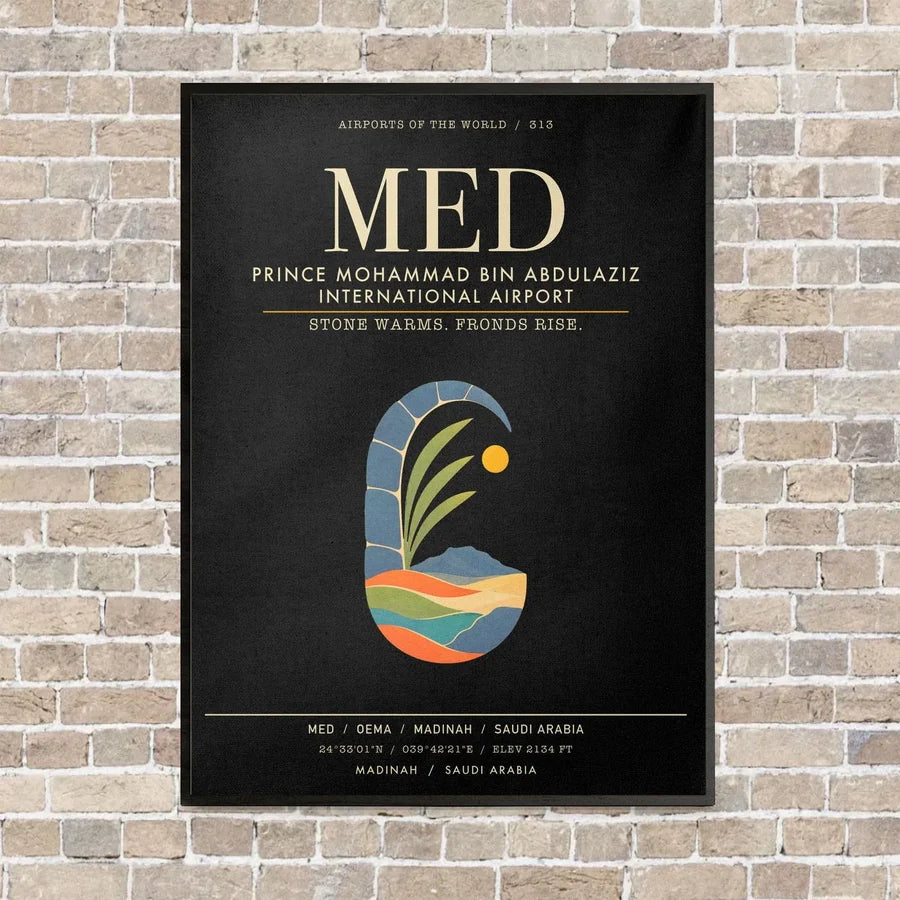Prince Mohammad Bin Abdulaziz International Airport MED - Canvas Framed - Black