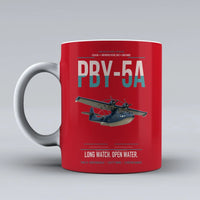 Thumbnail for PBY-5A Catalina design on red ceramic mug, double-side print