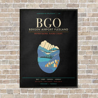 Thumbnail for Bergen Airport Flesland BGO - Canvas Framed - Black