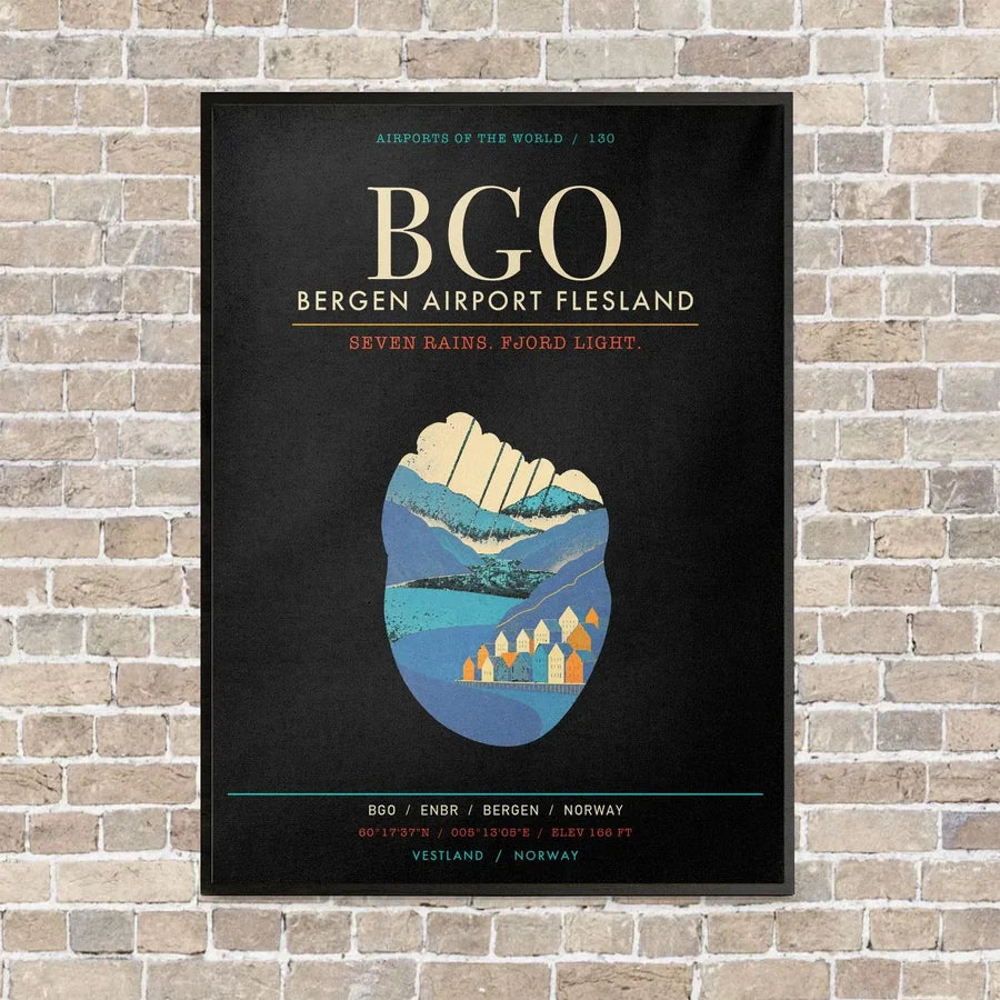 Bergen Airport Flesland BGO - Canvas Framed - Black