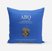 Thumbnail for Albuquerque International Sunport (ABQ) design on blue pillow