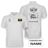 Thumbnail for Kaman SH-2F Seasprite design on white+name double-side polo t-shirt, double-side print