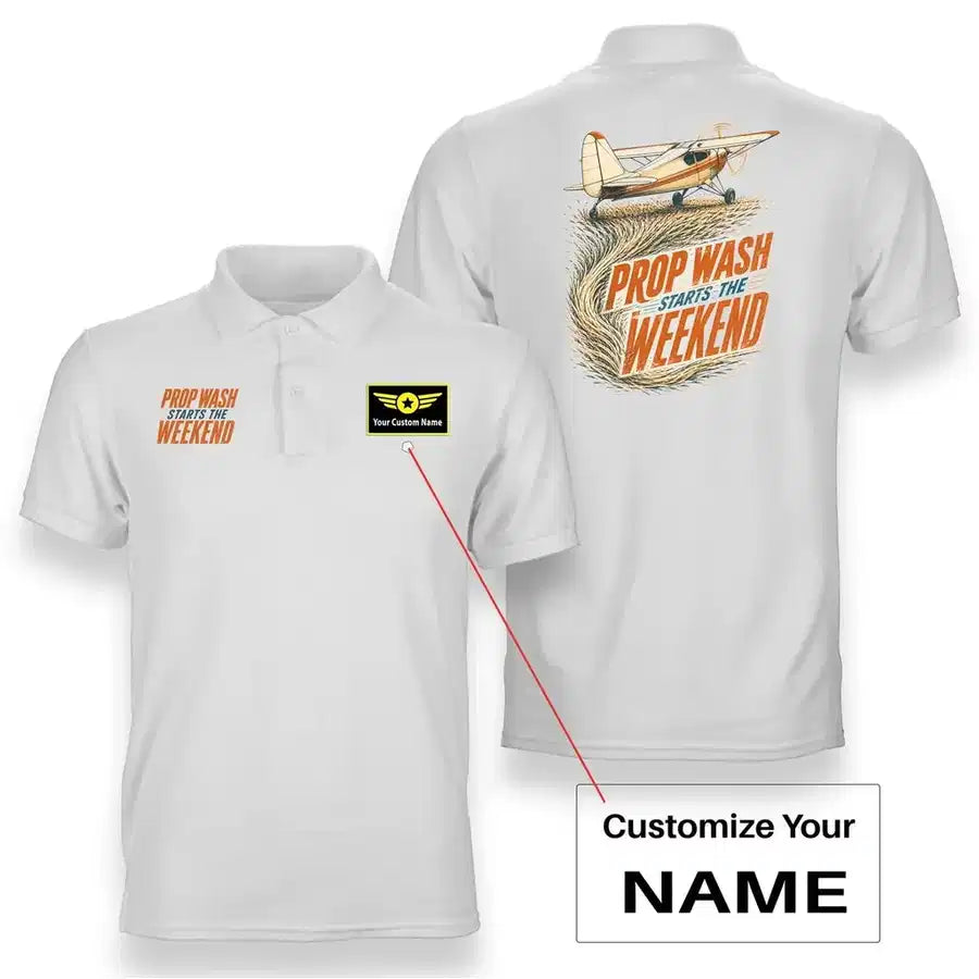 SIGNAL 647 - Prop Wash Starts The Weekend - Double-Side Polo design on white double side polo with custom name badge