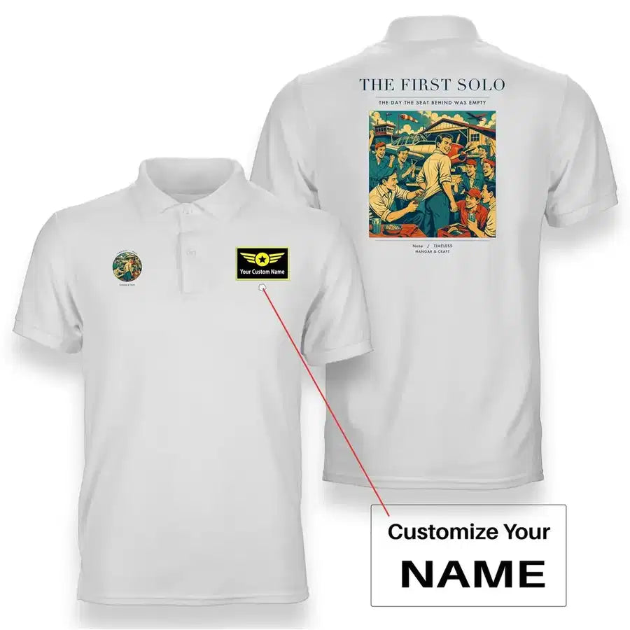 VINTAGE G4144 - The First Solo - Double-Side Polo T-Shirt design on white+name