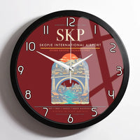 Thumbnail for Skopje International Airport SKP Wall-Clock Framed - Dark Red