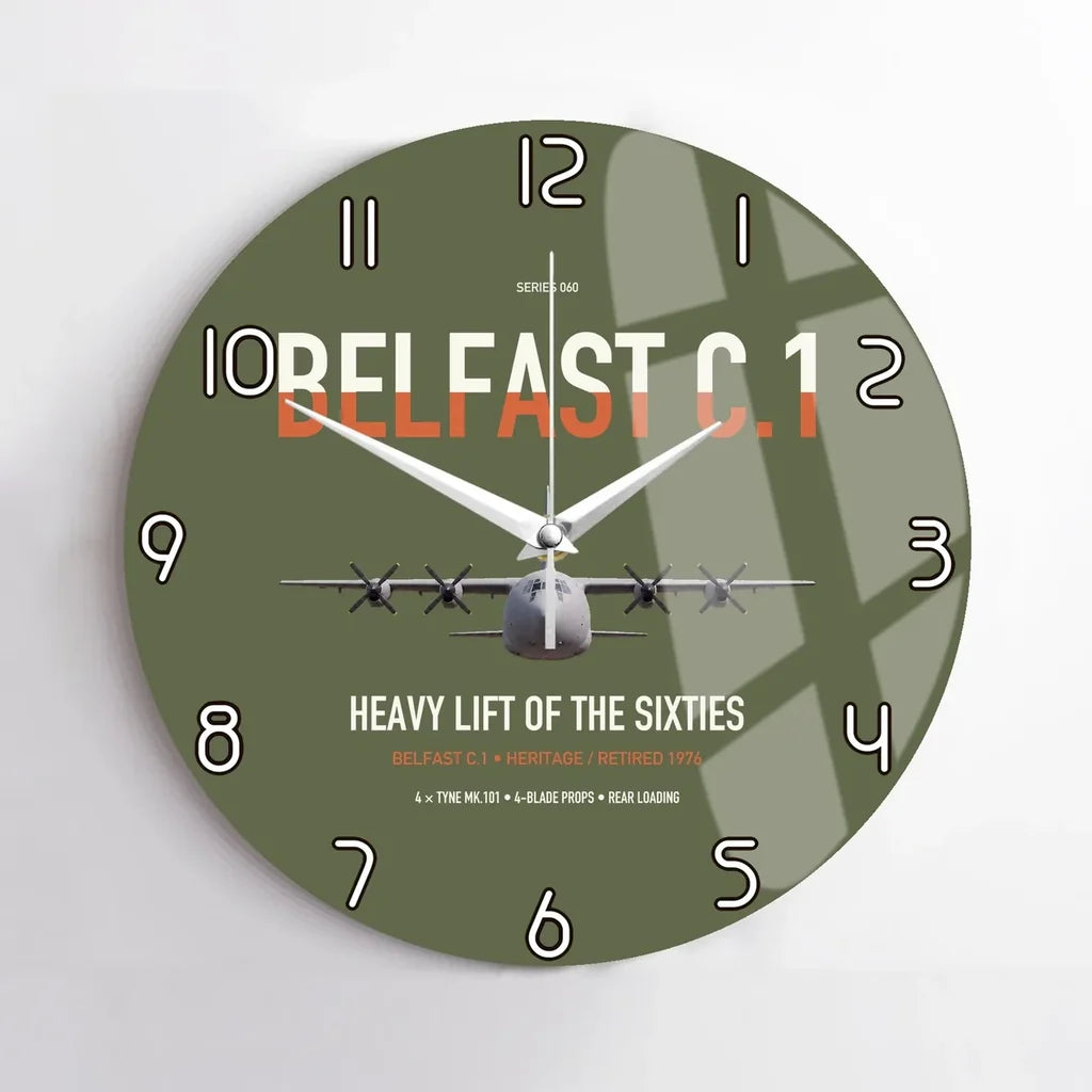 Short Belfast C.1 design on green army no frame wall clock