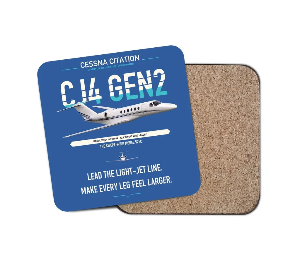 Cessna Citation CJ4 Gen2 design on blue 1 piece coaster