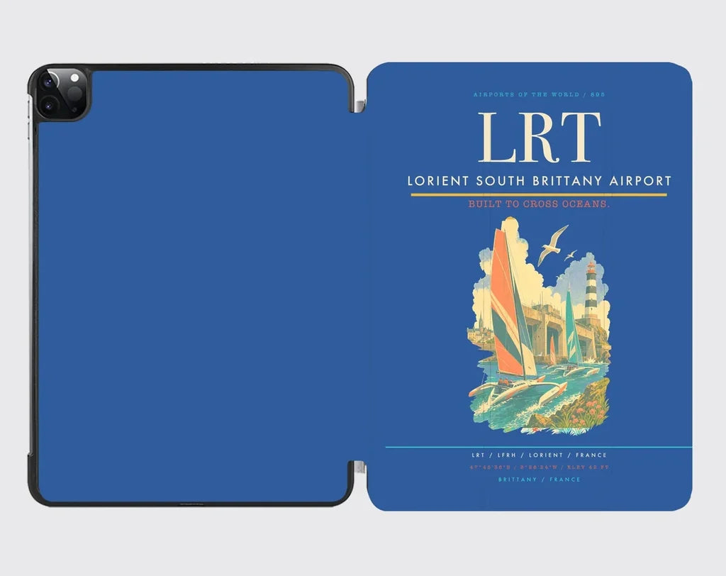 Lorient South Brittany Airport (LRT) design on blue ipad tablet case