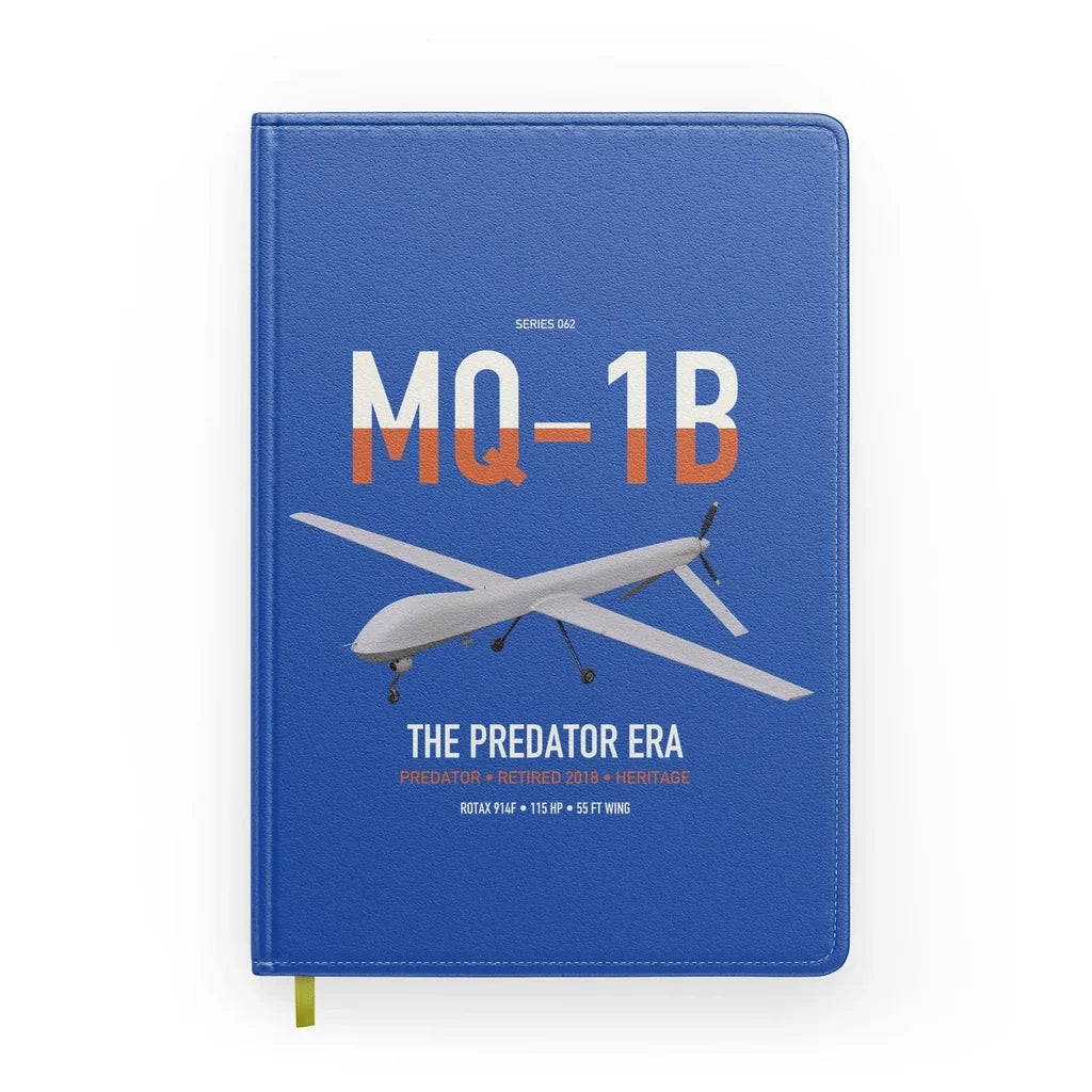 MQ-1B Predator design on blue notebook