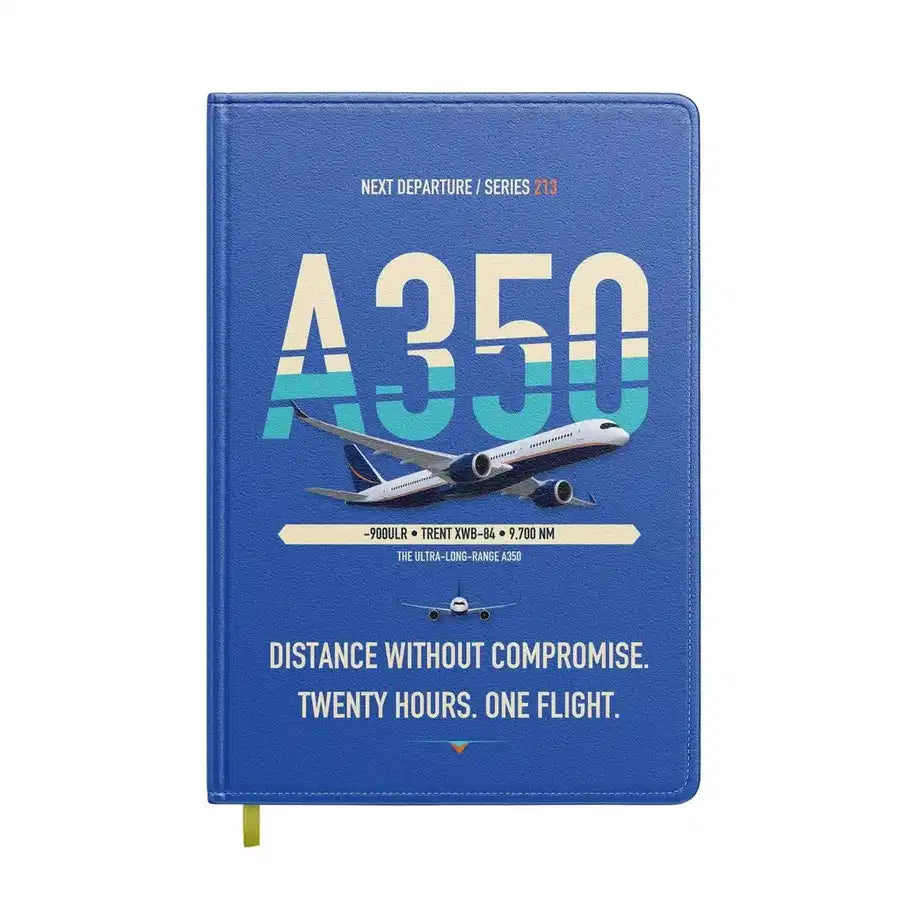 Airbus A350-900ULR design on blue notebook